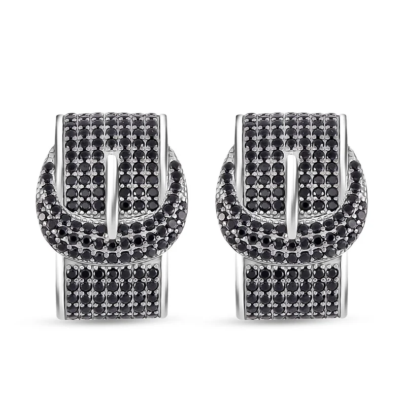 Schwarzer Spinell Ohrringe, 925 Silber, ca. 2.11 ct