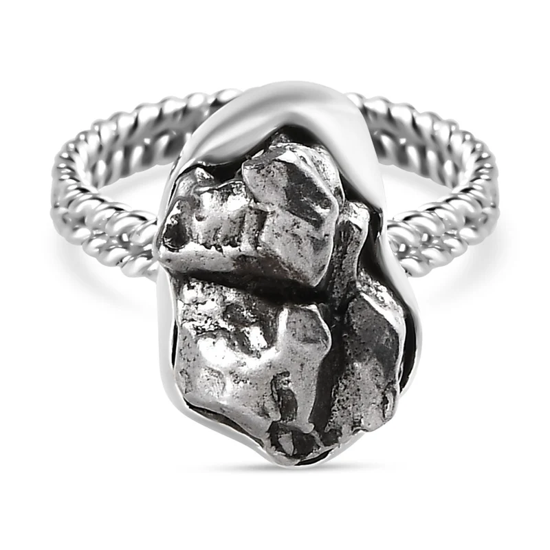 Meteorit Ring, 925 Silber rhodiniert, ca. 18.00 ct
