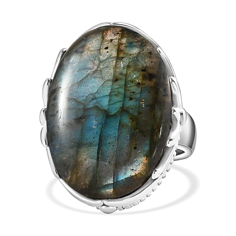 Labradorit Ring, Edelstahl ca. 25.28 ct