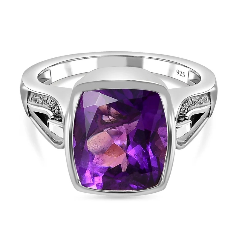 Lusaka Amethyst Ring, 925 Silber platiniert, ca. 4.94 ct