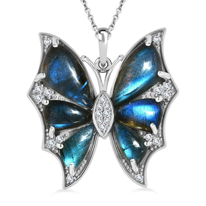 AA Labradorit Schmuckset 925 Silber platiniert ca. 15.36 ct