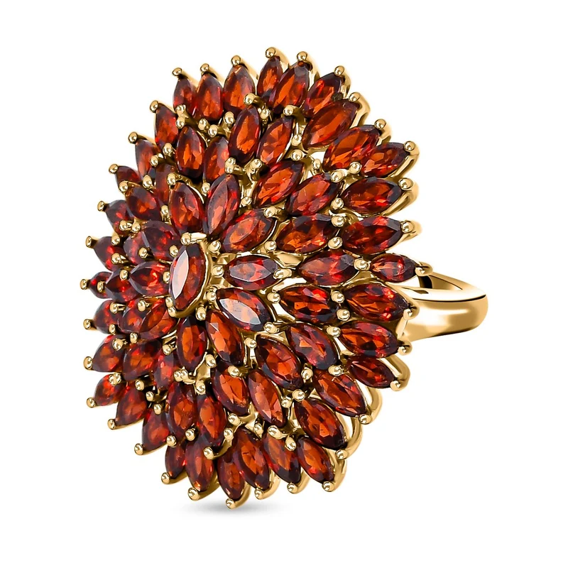 Natürlicher Mosambik Granat Ring, 925 Silber vergoldet, ca. 11.88 ct