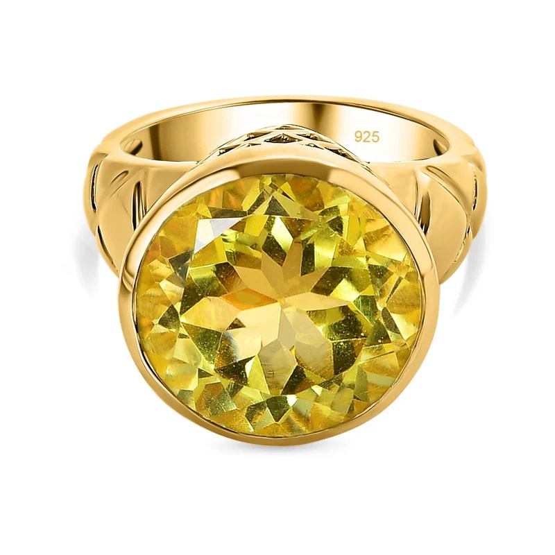 Ouro Verde-Quarz Ring, 925 Silber vergoldet ca. 9.26 ct