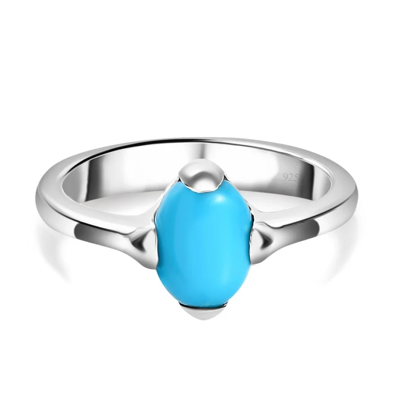 Amerikanischer natürlicher Sleeping Beauty Türkis Ring, 925 Silber platiniert, , ca. 1.08 ct