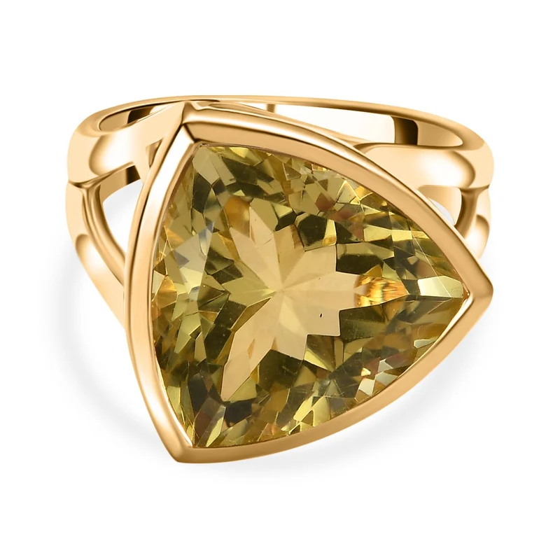 AAA Ouro Verde-Quarz Ring, 925 Silber vergoldet, , ca. 11.39 ct