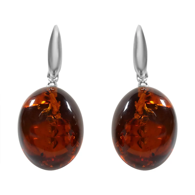 Natürliche, baltische Bernstein Ohrringe, 925 Silber ca. 12.25 ct