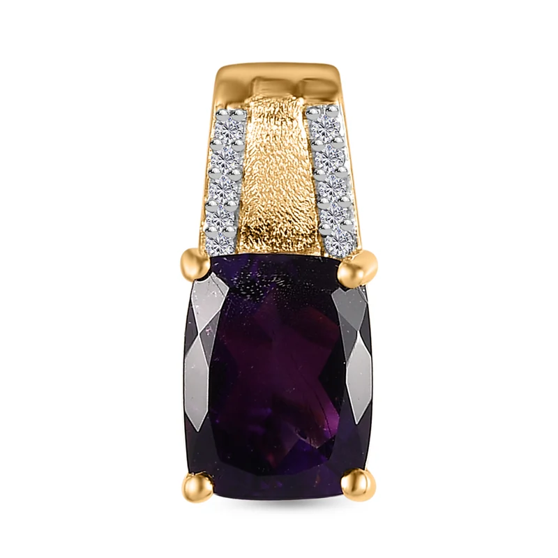 AAA Marokkanischer Amethyst, Weißer Zirkon Anhänger, 925 Silber Gelbgold Vermeil, ca. 2.42 ct