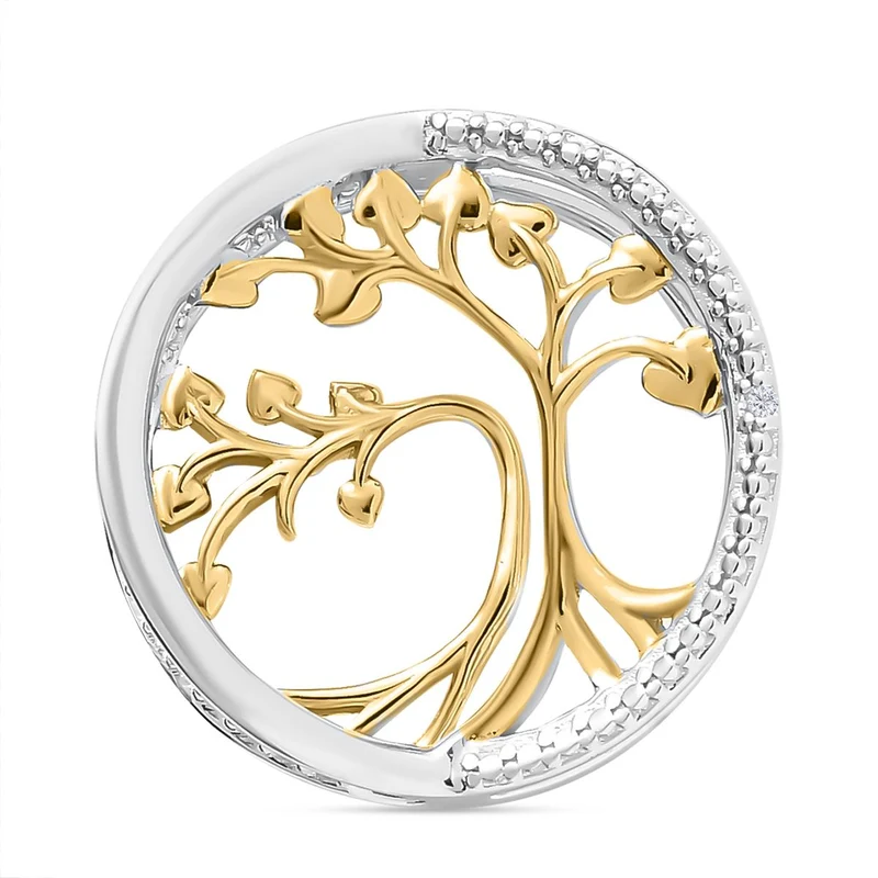 Weißer Diamant Anhänger 925 Silber platiniert und vergoldet