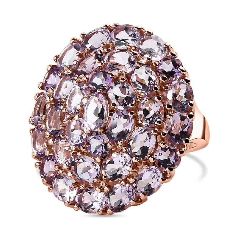 Rose De France Amethyst Ring, Edelstahl rosévergoldet, ca. 9.96 ct