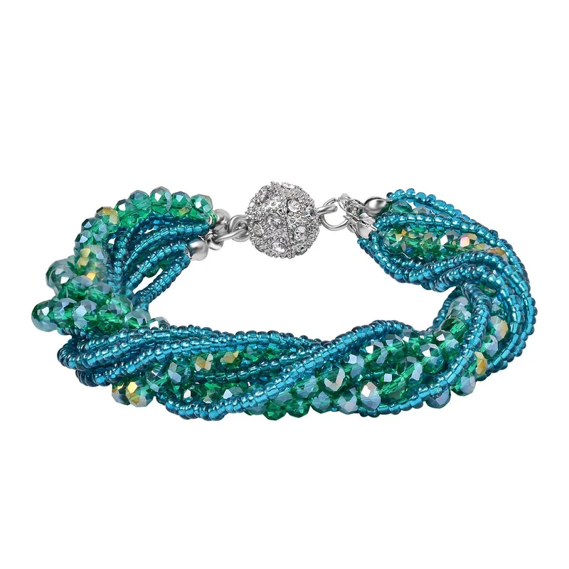 Weißer Kristall, Blauer Kristall Armband ca. 19 cm