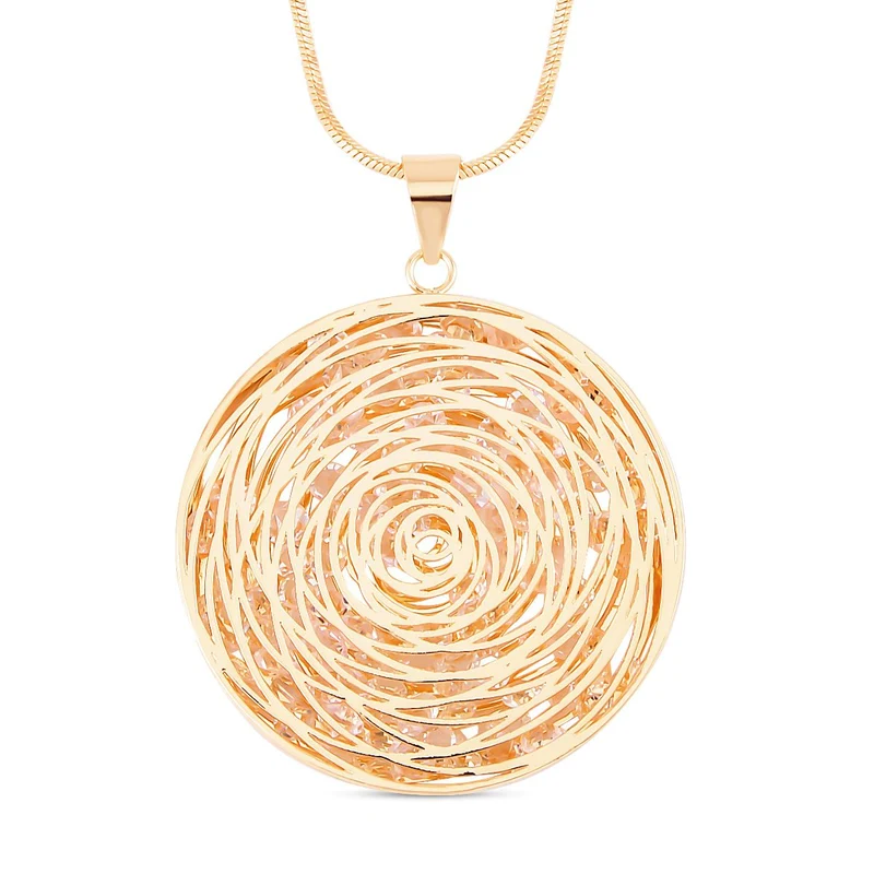 Glitzernde Designer Kristall Anhänger mit Kette, goldfarben