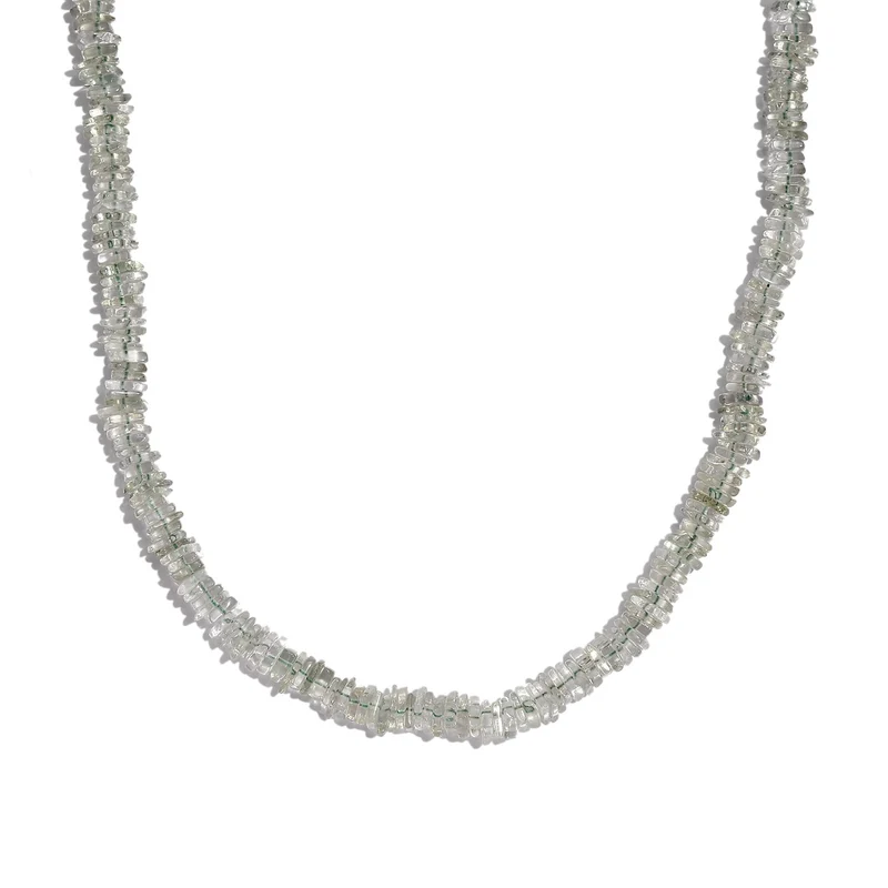 Grüner Amethyst Halskette, ca. 50 cm, 925 Silber, ca. 137.00 ct