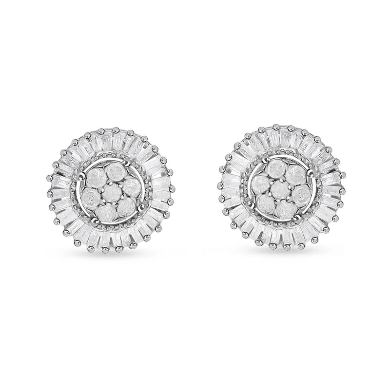 Weißer Diamant Ohrringe, 925 Silber platiniert, ca. 0.50 ct