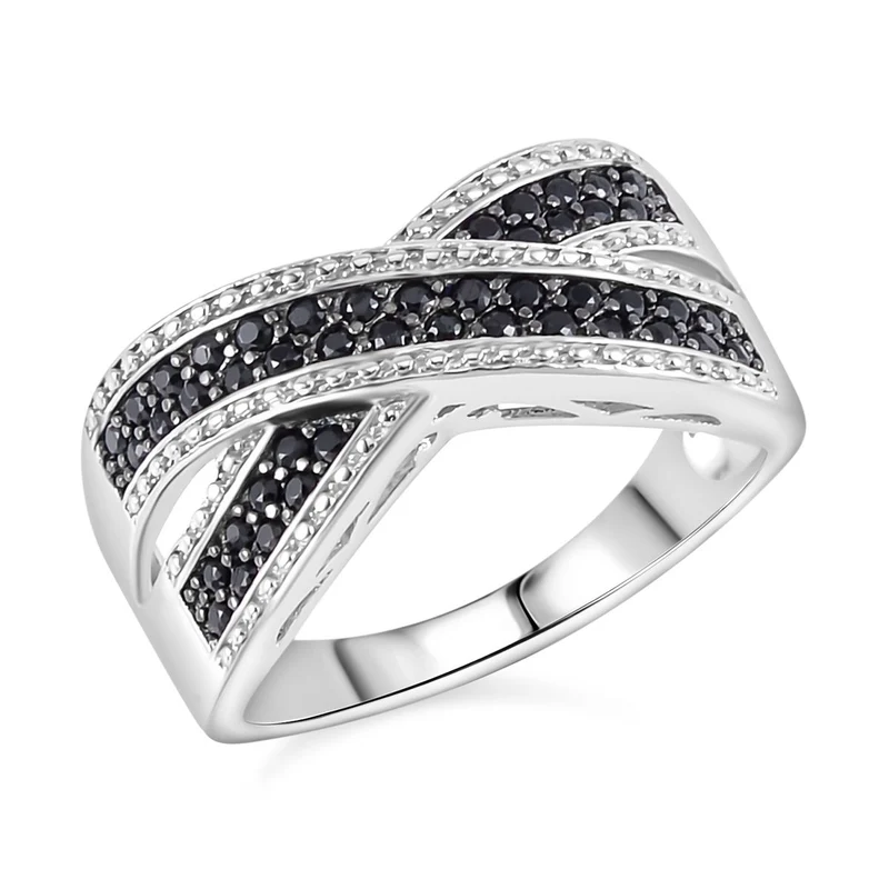 Schwarzer Spinell Ring, 925 Silber, ca. 0.30 ct