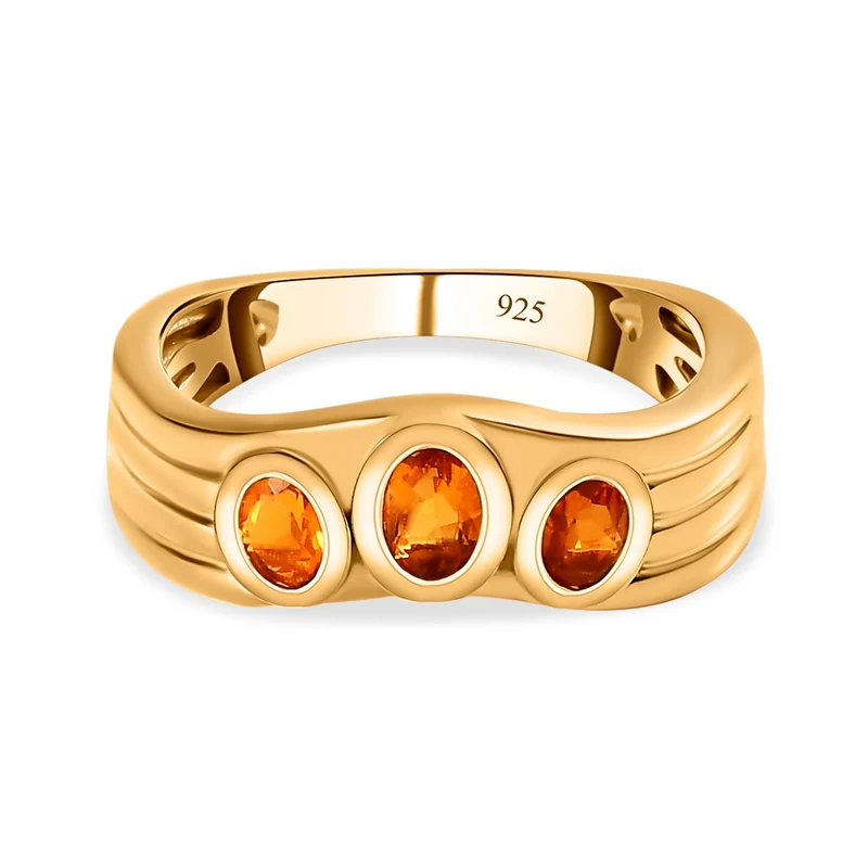 Salamanca Feueropal Ring, 925 Silber vergoldet, ca. 0.40 ct