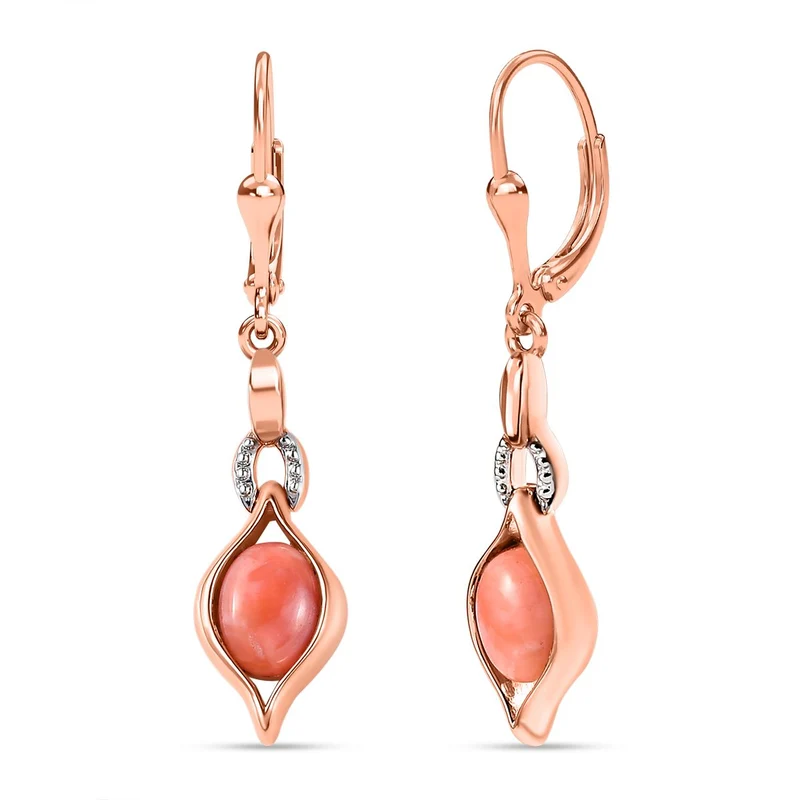 AA Oregon Sonnenaufgang Pfirsich Opal Ohrringe, 925 Silber Roségold Vermeil ca. 1.79 ct