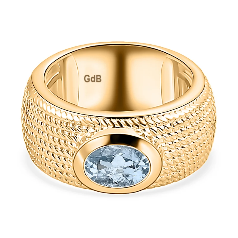 Himmelblauer Topas Ring, vergoldet ca. 1.52 ct