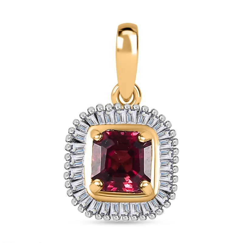 AAAA Rubellit, Weißer Diamant Anhänger 585 Gold ca. 0,94 ct.