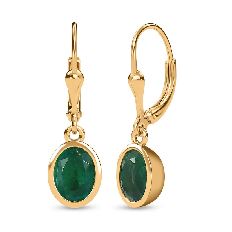 Smaragd-Triplette-Quarz Ohrringe 925 Silber Gelbgold Vermeil ca. 3,10 ct.