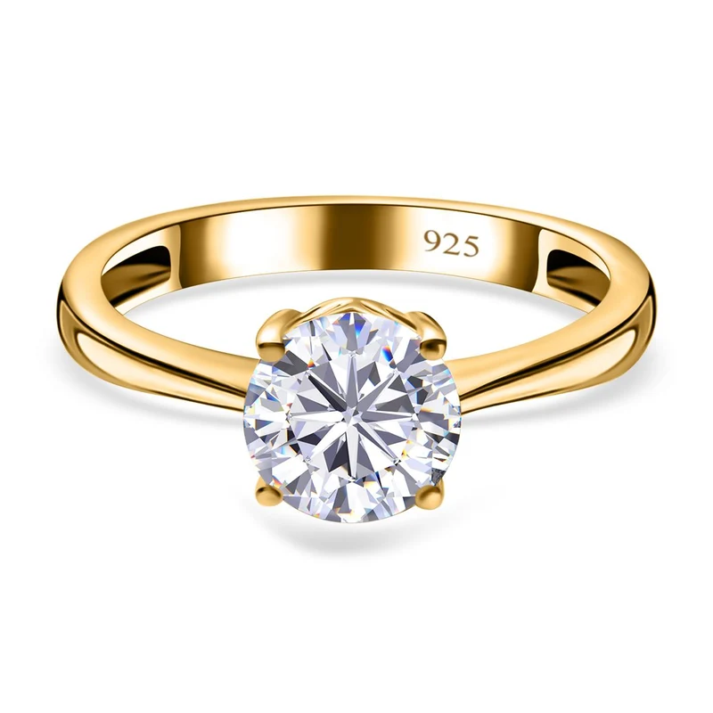 Moissanit Ring, 925 Silber Gelbgold Vermeil, ca. 1.13 ct