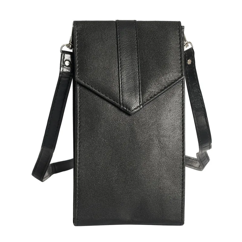 100% echte Leder Crossbody Handy-Brieftasche mit RFID Schutz, Blau