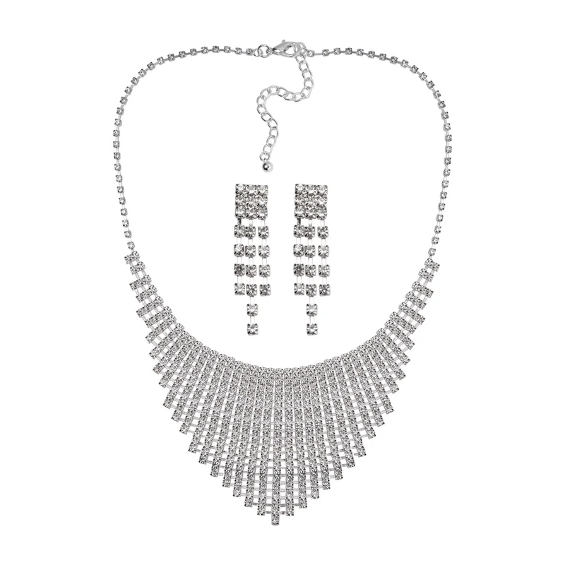 Weißer Kristall Schmuckset Reines Messing