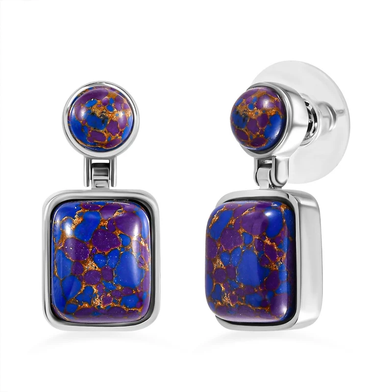 Lila Türkis Ohrringe Edelstahl ca. 13.44 ct