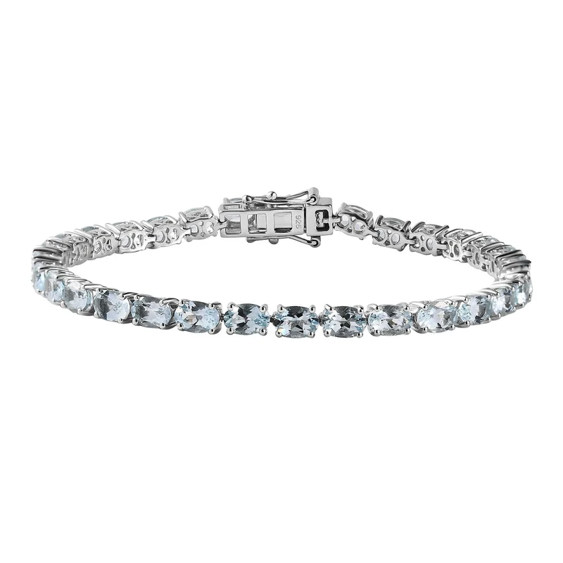AA Aquamarin Armband ca. 19 cm 925 Silber platiniert ca. 13,39 ct.