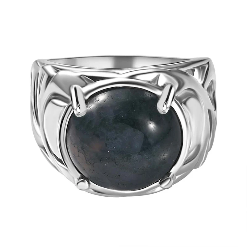 Moosachat Ring Messing ca. 6,82 ct