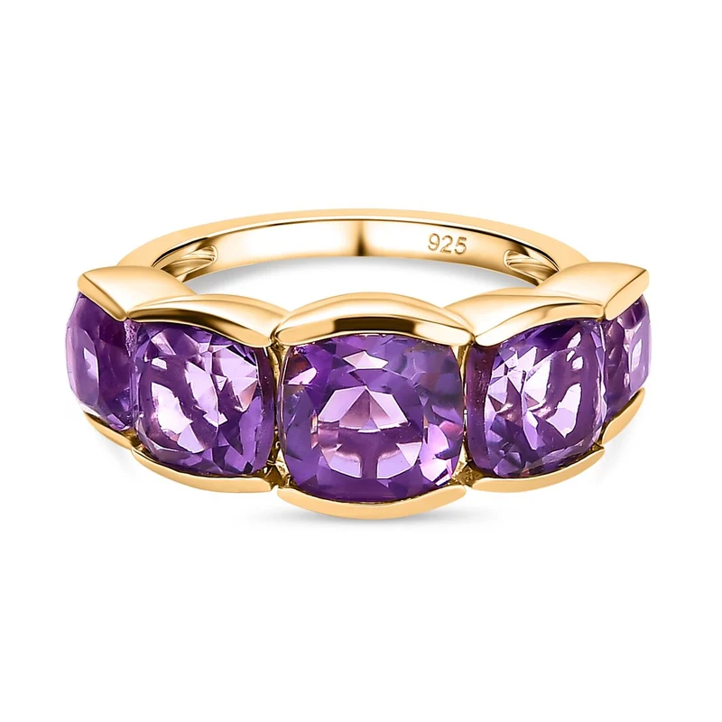 Afrikanischer Amethyst Ring, 925 Silber vergoldet, , ca. 4.38 ct