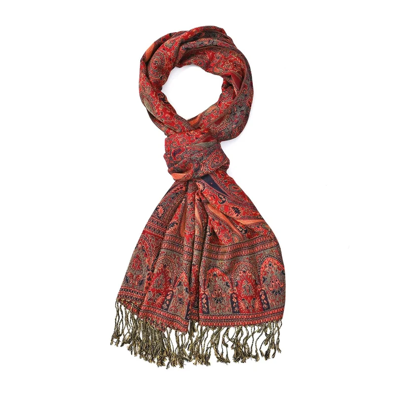 Jacquard Paisley Schal mit floralem Motiv, 180x70 cm, Fransen, lila