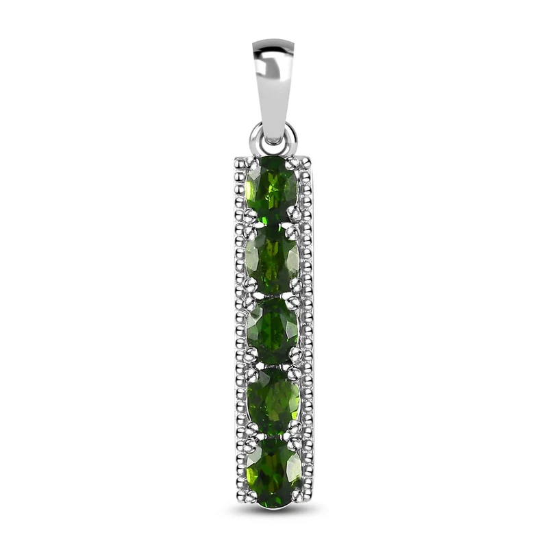 Natürlicher Chromdiopsid Anhänger 925 Silber platiniert ca. 0,98 ct.