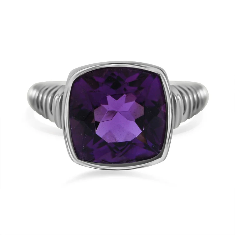 Afrikanischer Amethyst Ring, 925 Silber rhodiniert ca. 4.30 ct