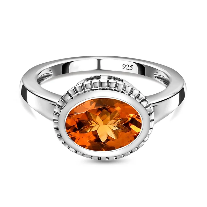 AA Serra Gaucha Citrin Ring, 925 Silber platiniert, ca. 1.63 ct