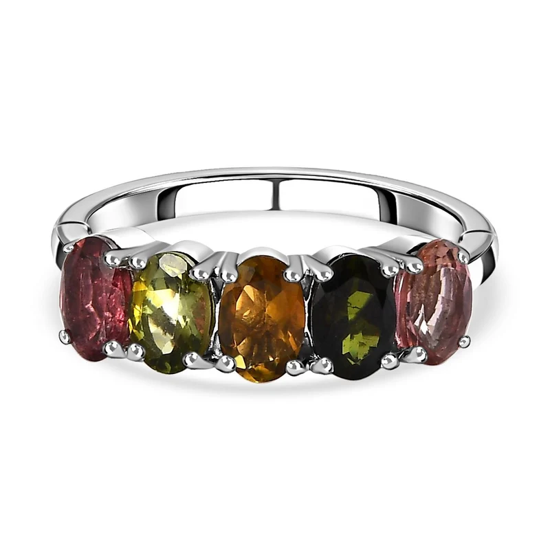 Mehrfarbiger-Turmalin Ring, 925 Silber platiniert ca. 2.13 ct