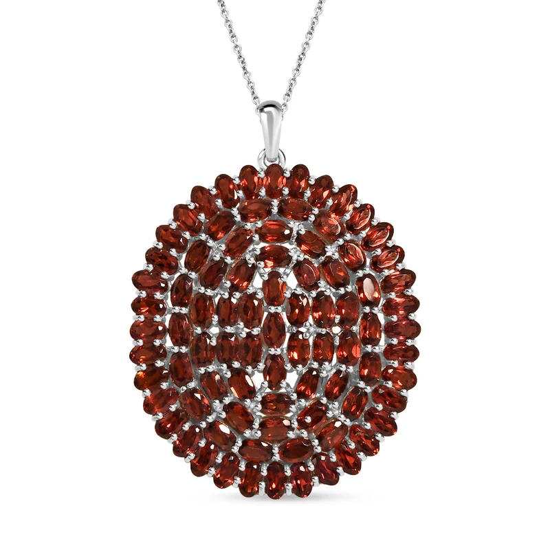 Roter Granat Schmuckset 925 Silber rhodiniert ca. 22,59 ct.