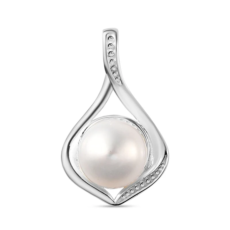 Süßwasser Perle, Weißer Zirkon Anhänger 925 Silber