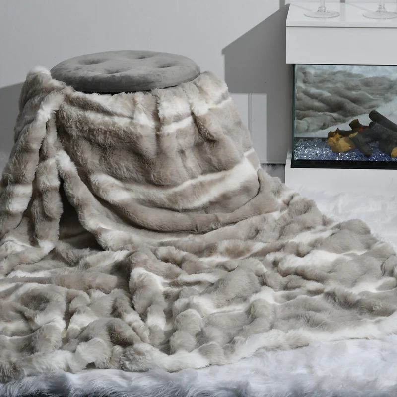 Deluxe Weiche Doppelseitige Kunstfell-Decke, 150x200cm, braun