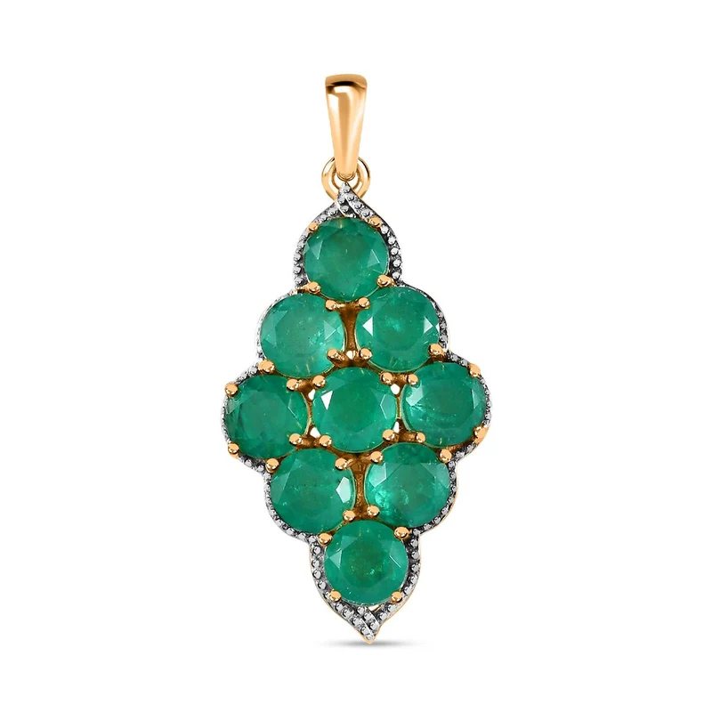 Smaragd-Quarz-Triplette Anhänger, 925 Silber Gelbgold Vermeil, ca. 10.38 ct