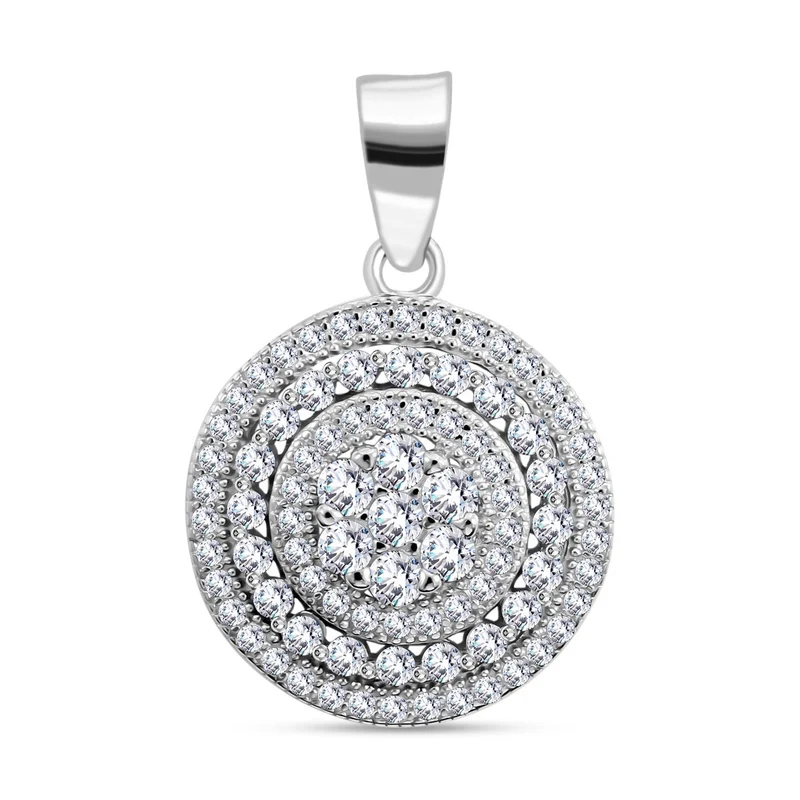 LUSTRO STELLA -Weißer Zirkonia Anhänger 925 Silber rhodiniert