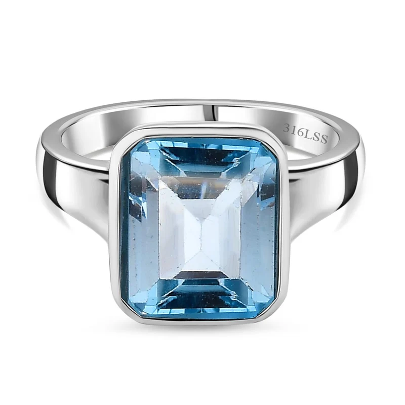 Himmelblauer Topas Ring, Edelstahl, , ca. 5.29 ct