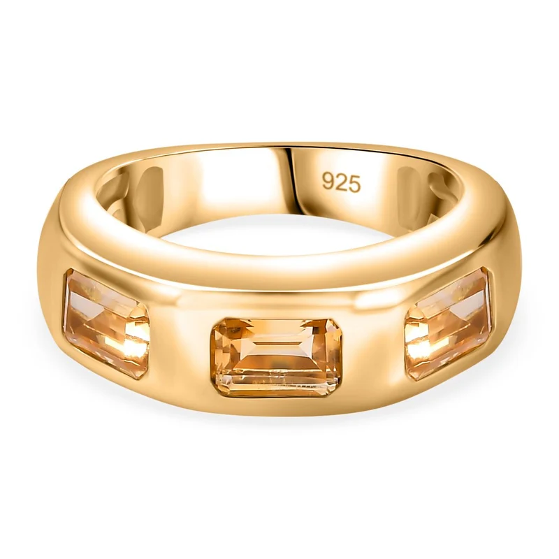 Citrin Ring 925 Silber Gelbgold Vermeil ca. 1.66 ct