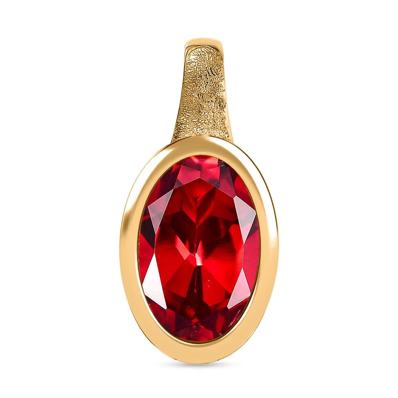 Lab Created Padparadscha-Saphir Anhänger 925 Silber Gelbgold Vermeil ca. 7,04 ct.