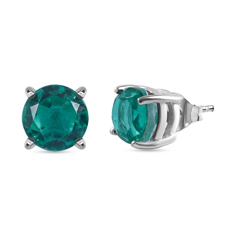 Smaragd-Triplette-Quarz Ohrringe 925 Silber ca. 2.19 ct