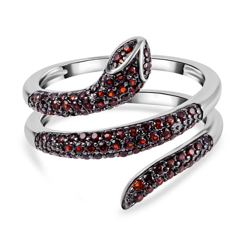 Roter Granat Ring, 925 Silber Zweifarbig, , ca. 0.95 ct