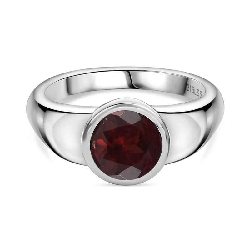 Roter Granat Ring, Edelstahl ca. 1.54 ct