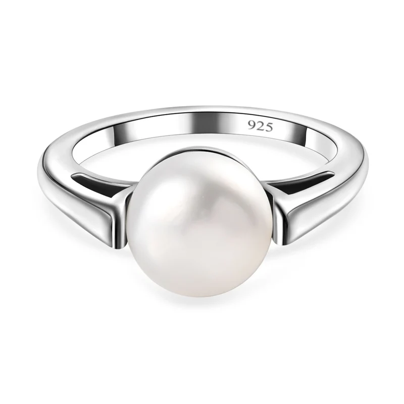 Drilled Süßwasser Perle Ringe 925 Silber platiniert