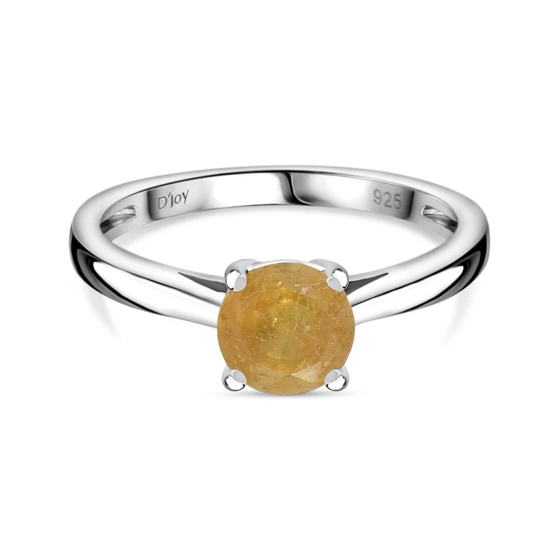 Fissure gefüllt gelber Saphir Ring 925 Silber platiniert ca. 1,00 ct