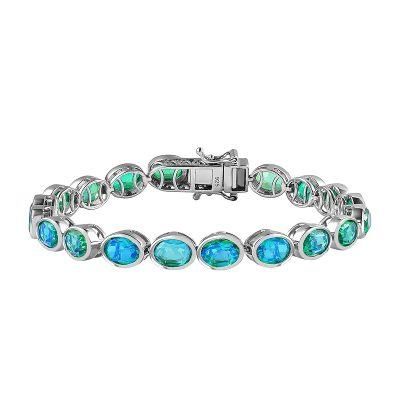 Pfau Quartz Triplette Armband ca. 19 cm 925 Silber platiniert ca. 19,19 ct.