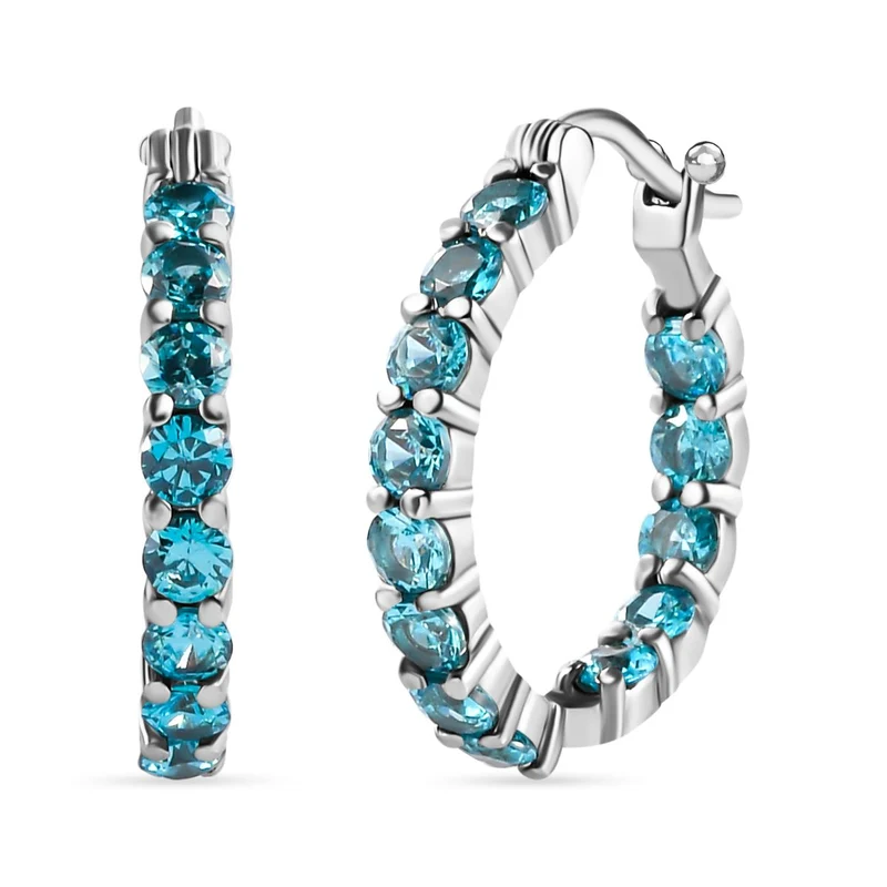 Aqua Zirkonia Ohrringe Edelstahl ca. 5.12 ct